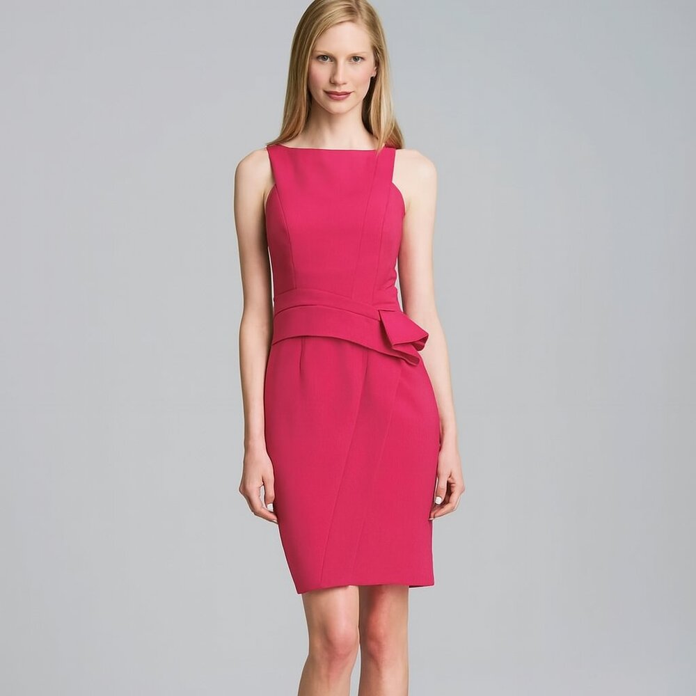J. Mendel Silk Asymmetric Sleeveless Peplum Dress Pink Size 4